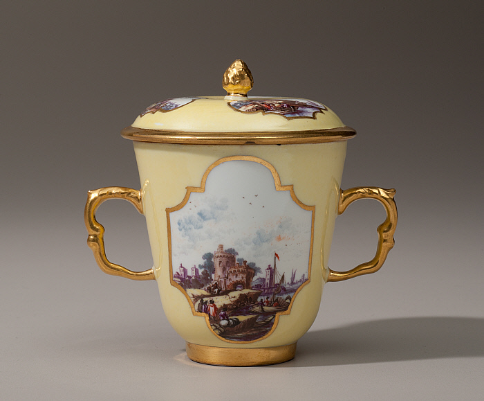 Two-Handled Cup with Cover and Saucer Slider Image 2